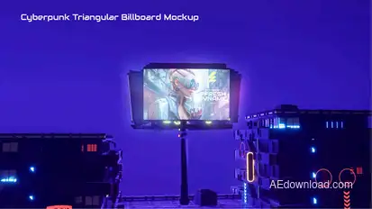 Cyberpunk Triangular Billboard Mockup Product Promo template preview