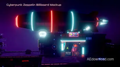 Cyberpunk Zeppelin Billboard Mockup Product Promo template preview