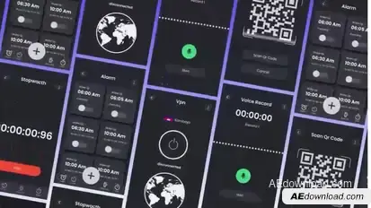 Dark theme mobile UI Elements template preview