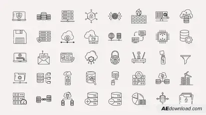 Database and Security Line Icons Elements template preview