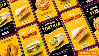 Videohive Delicious Food Menu Card After Effects Instagram Story Elements template preview