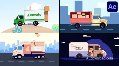 Delivery Service Truck Explainer for After Effects Openers template preview