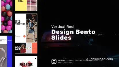 Design Bento Slides Vertical Reel Video Displays template preview