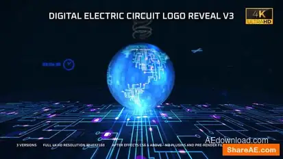 Digital Electric Circuit Logo Reveal- v3 Logo Stings template preview