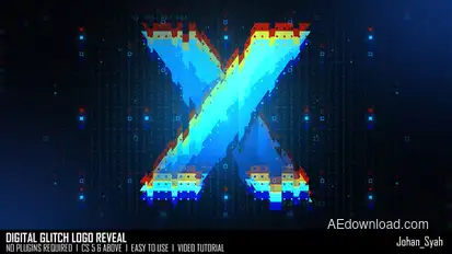 Digital Glitch Logo Reveal Logo Stings template preview