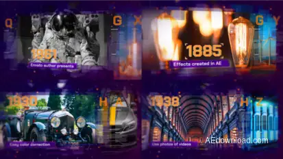 Digital Timeline Slideshow – Tech Evolution Presentation with Glitch Effects & 3D Parallax Video Displays template preview