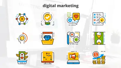 Digital Marketing - Flat Animated Icons Titles template preview