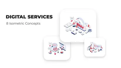 Digital Services - Line Isometric Elements template preview
