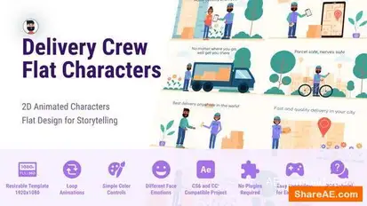 Diverse Delivery Crew - Animated Flat Characters Openers template preview