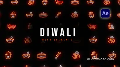 Diwali Neon Elements Elements template preview