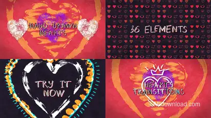 Doodle Hand Drawn Hearts Collection Elements template preview