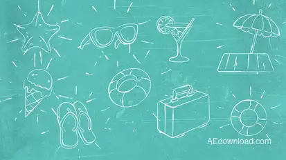 Doodle Scribble Summer Beach Tropical Elements 2 Elements template preview