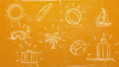 Doodle Scribble Summer Beach Tropical Elements Elements template preview