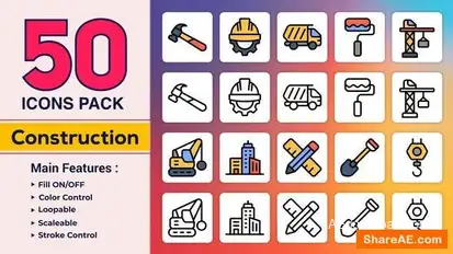 Videohive Dual Icons Pack – Construction Icons Infographics template preview