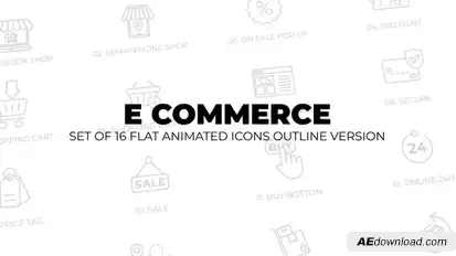 E commerce - Set of 16 Animated Line Icons Elements template preview