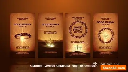 Easter Worship Good Friday Instagram Stories Openers template preview