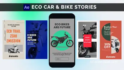 ECO Car and Bike Marketing Stories Elements template preview