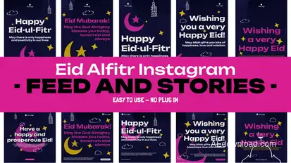 Eid Alfitr Feed and Stories Instagram Openers template preview