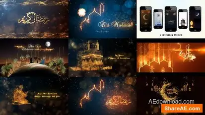 Eid Mubarak, Ramadan Kareem & Haj Mubarak (Arabic & English) Mega Pack V.8 Openers template preview
