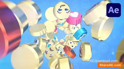 Emoji Social Media Logo Intro Logo Stings template preview