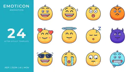 Emoticon Animated Icons | After Effects Elements template preview