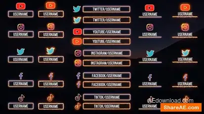 Energetic Neon Social Media Lower Third Openers template preview