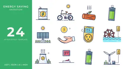 Energy Saving Animated Icons | After Effects Elements template preview