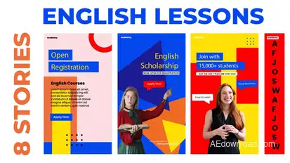 English Lessons Study Stories Instagram Product Promo template preview