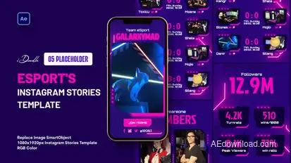 eSport Instagram Stories broadcast-packages template preview