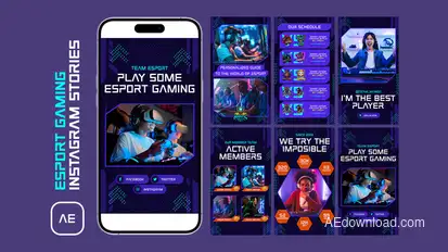 eSport Instagram Stories broadcast-packages template preview