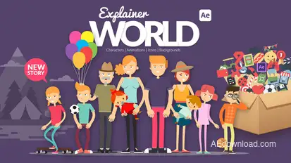 Explainer World Characters Product Promo template preview