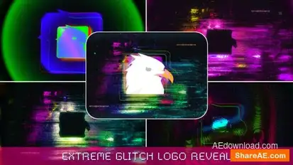Extreme Glitch Logo Reveal Logo Stings template preview