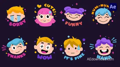 Face Expressions Emoji stickers [After Effects] Elements template preview
