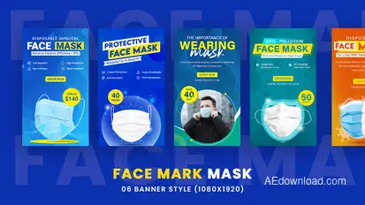 Face Mark Mask Ads Set Stories Pack Product Promo template preview