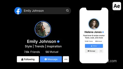 Facebook Search Bar, Profile, Result Elements template preview
