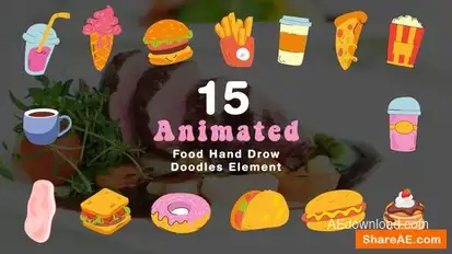 Videohive Fast Food Hand Drawn Doodle Elements 2D Animation Scene Elements template preview