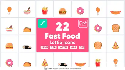 Fast Food Lottie Icons Elements template preview