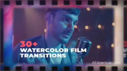 FIlm Watercolor Transitions Elements template preview