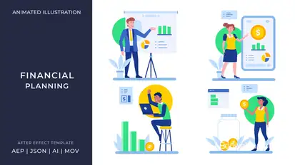 Financial Planning Animated Illustration | After Effects Elements template preview