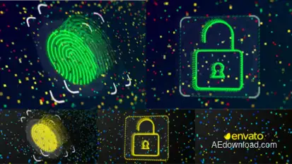 Fingerprint Logo Reveal – Digital Scan Animation, Cyber Lock Transition and Glitch Identity Intro Logo Stings template preview