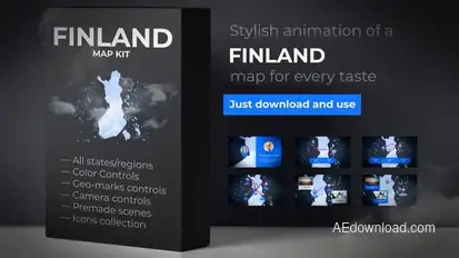 Finland Map - Republic of Finland Map Kit Video Displays template preview