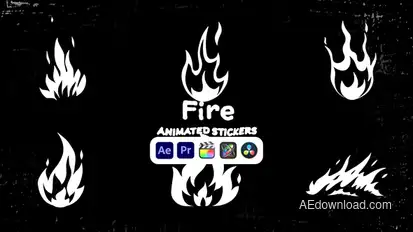 Fire Animated Stickers Elements template preview