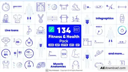 Fitness And Health Lottie Pack Elements template preview