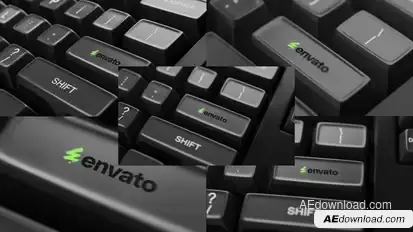 Five animations of pressing the enter key on a black keyboard. Openers template preview