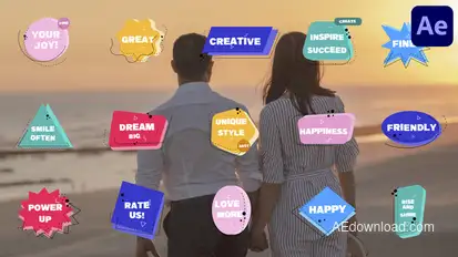 Flat Colorful Badges for After Effects Elements template preview