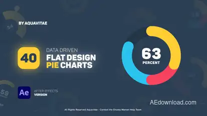 Flat Design Pie Charts Infographics template preview