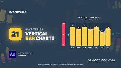 Flat Design Vertical Bar Charts Infographics template preview