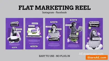 Flat Marketing Instagram Stories Openers template preview