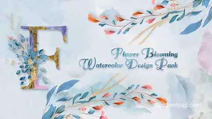 Flower Blooming Watercolor Design Pack Elements template preview