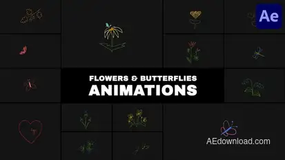 Flowers and Butterflies Animations for After Effects Elements template preview